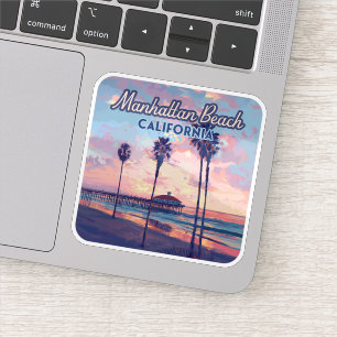 Sticker Manhattan Beach Californie Los Angeles Retro