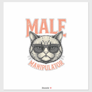 Sticker Manipulateur Masculin Lunettes de Soleil Chat Drôl