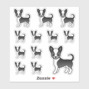 Sticker Manteau lisse noir et blanc Chihuahua Chien mignon