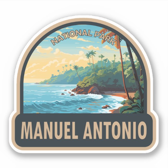 Sticker Manuel Antonio Parc National Travel Art Vintage (Devant)