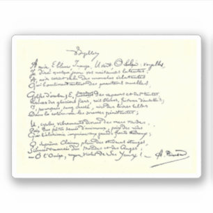 Sticker Manuscrit autographe de Voyelles (Rimbaud)