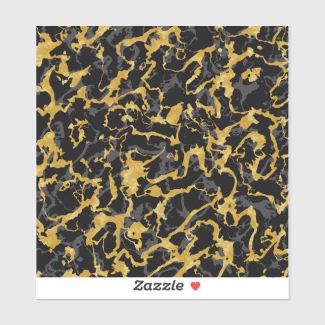 Sticker Marbre sauvage 8 - Noir et Or, Gris (Feuille)
