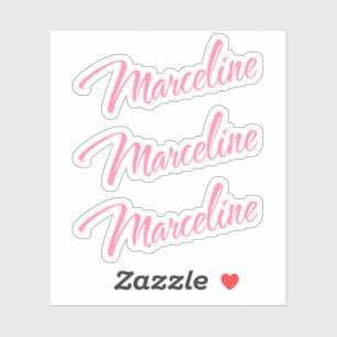 Sticker Marceline nom rose cursive x3