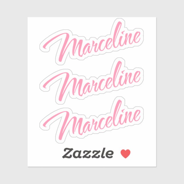 Sticker Marceline nom rose cursive x3 (Feuille)