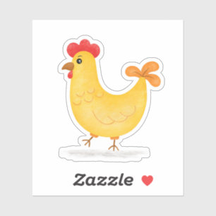 Sticker Marche au poulet au caricature mignonne