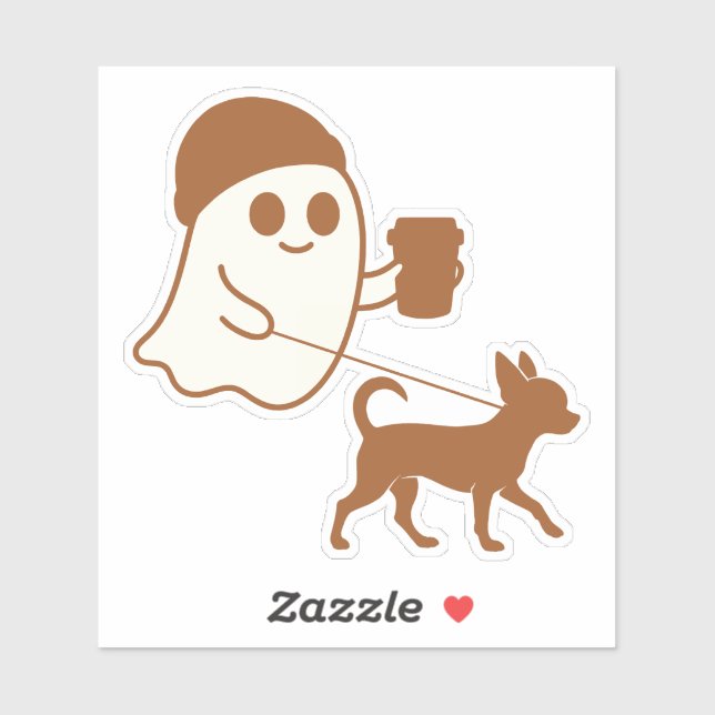 Sticker Marche du fantôme mignon Chihuahua (Feuille)