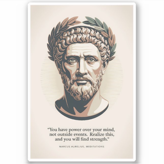 Sticker Marcus Aurelius Meditations Quote Illustration Art (Devant)