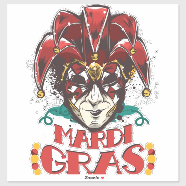 Sticker Mardi Gras 2022 Masque vénitien (Feuille)