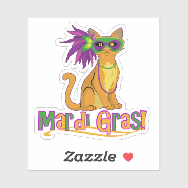Sticker Mardi Gras Chat (Feuille)