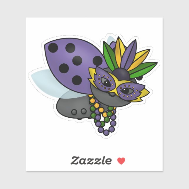 Sticker Mardi Gras Ladybug (Feuille)
