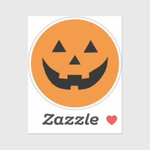 Sticker Mare orange Jack-o'-lantern face citrouille Hallow