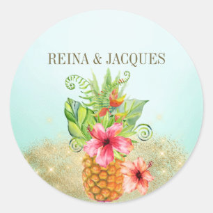 Sticker Mariage à ananas tropical
