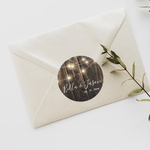 Sticker Mariage à cordes de bois rustique