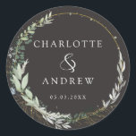 Sticker mariage à eucalyptus moderne et élégant<br><div class="desc">Autocollant mariage à eucalyptus moderne et élégant. Modifiez votre produit en quelques minutes. Vous pouvez modifier la police/taille/couleur et la position en utilisant "personnaliser davantage".</div>