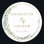 Sticker mariage à eucalyptus moderne et élégant<br><div class="desc">Autocollant mariage à eucalyptus moderne et élégant. Modifiez votre produit en quelques minutes. Vous pouvez modifier la police/taille/couleur et la position en utilisant "personnaliser davantage".</div>