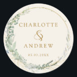 Sticker mariage à eucalyptus moderne et élégant<br><div class="desc">Autocollant mariage à eucalyptus moderne et élégant. Modifiez votre produit en quelques minutes. Vous pouvez modifier la police/taille/couleur et la position en utilisant "personnaliser davantage".</div>