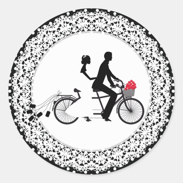 Sticker Mariage à vélo Tandem (Devant)