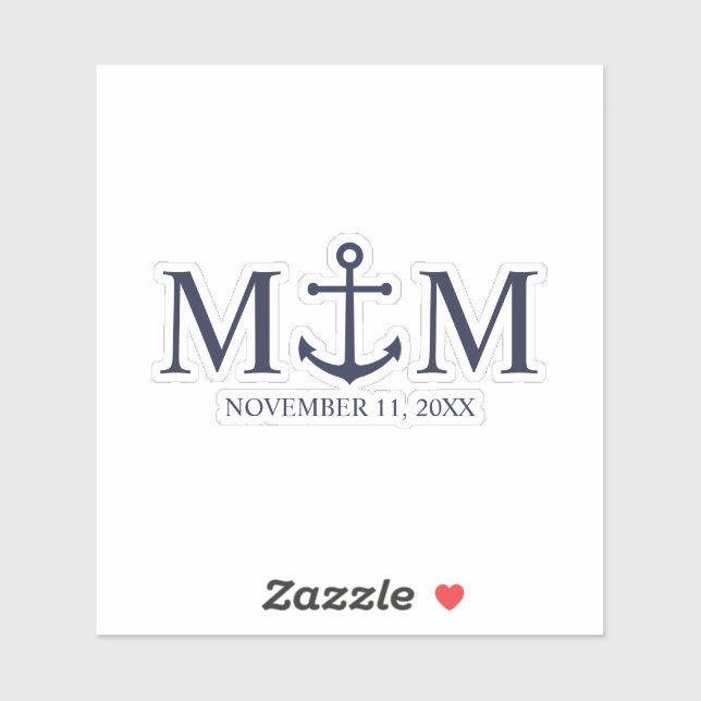 Sticker Mariage Ancre bleu marine (Feuille)