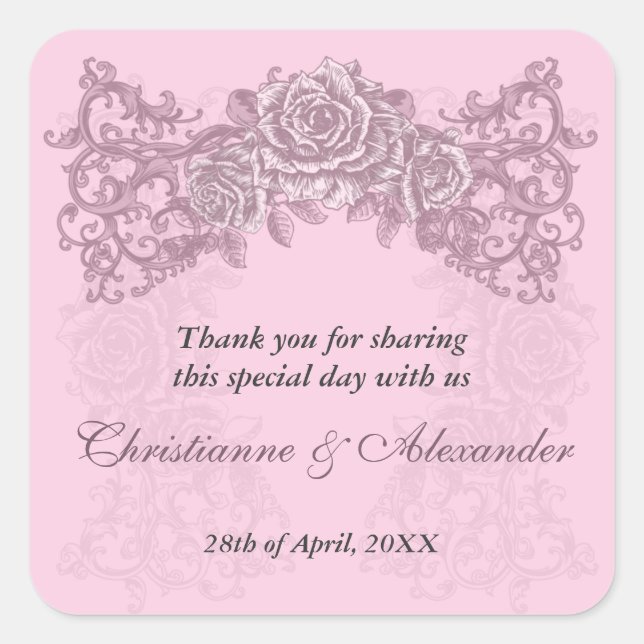 Sticker Mariage Antique Rose Roses (Devant)