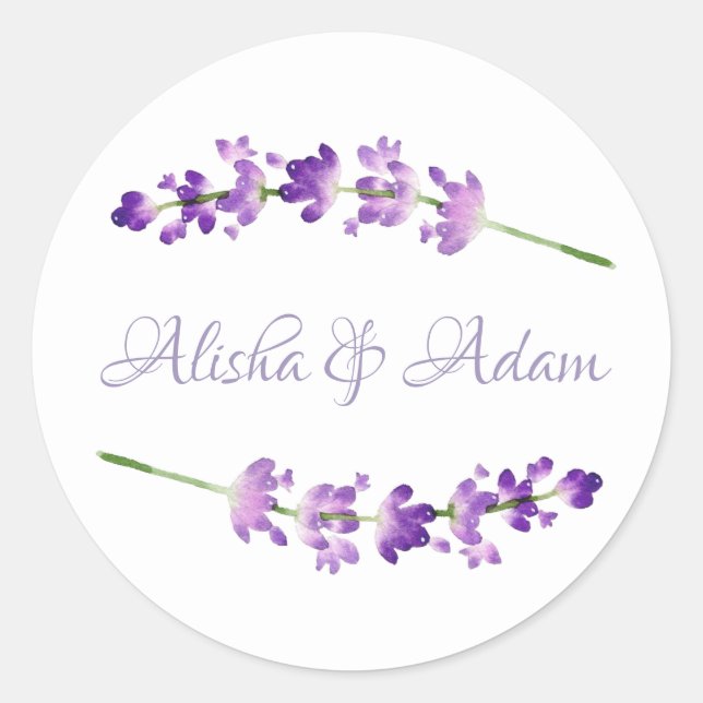 Sticker mariage Aquarelle Lavender (Devant)