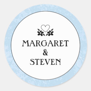 Sticker Mariage bleu clair, blanc et noir