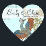 Sticker Mariage Bourgogne et Turquoise Peacock<br><div class="desc">voir plus vintages paon</div>