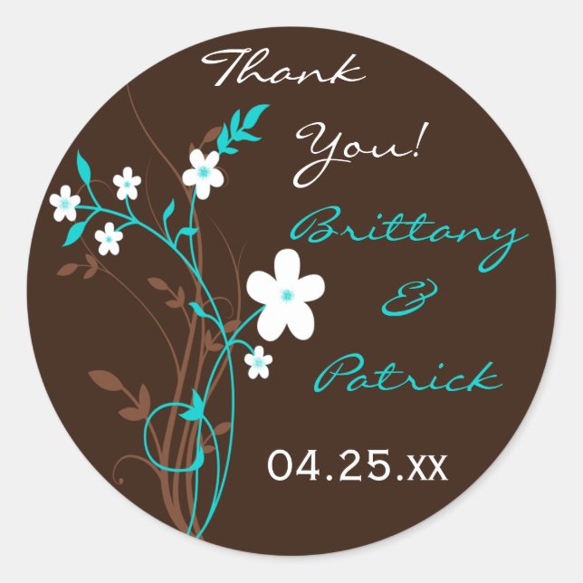 Sticker Mariage Brown bleu turquoise de 1,5 po (Devant)