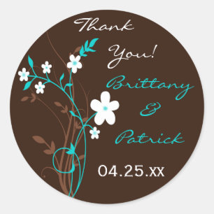 Sticker Mariage Brown bleu turquoise de 1,5 po