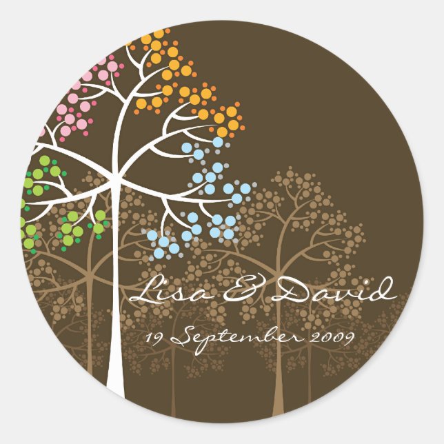 Sticker Mariage Brown Whimsical Four Seasons (Devant)