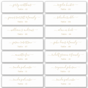 Sticker Mariage Carte Place Nom de l'invité Numéro de tabl