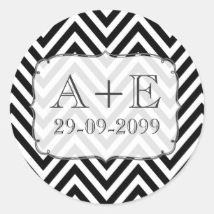 Sticker Mariage Chevron noir et blanc