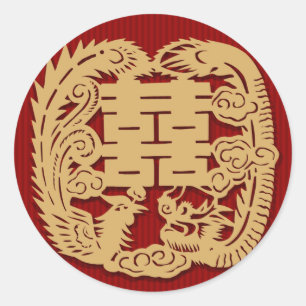 Sticker Mariage chinois double bonheur (v7)