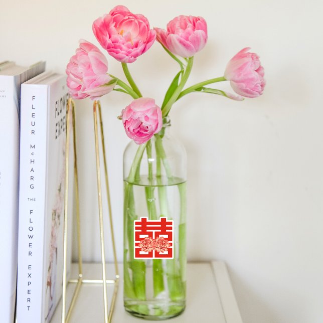 Sticker Mariage chinois élégant Double Xi Flower (Elegant Flower Double Xi Chinese Wedding Sticker)