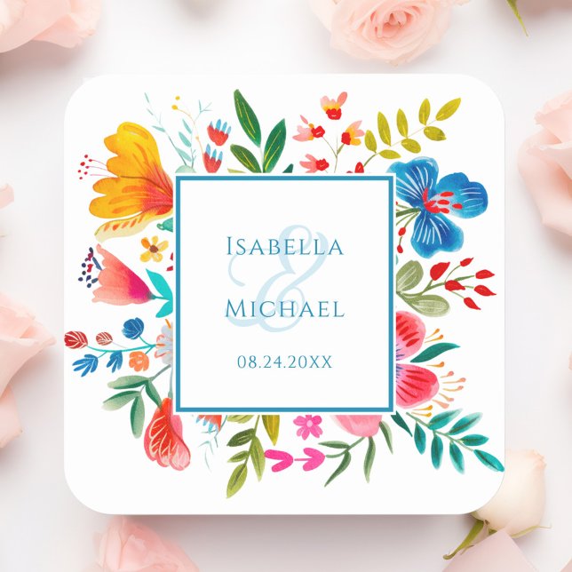 Sticker Mariage couleur Fleur sauvage aquarelle (Créateur téléchargé)
