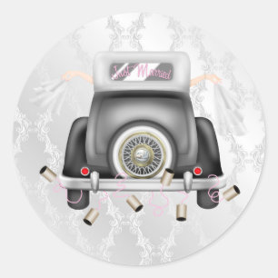 Sticker Mariage damassé Gay Silver avec voiture Ma
