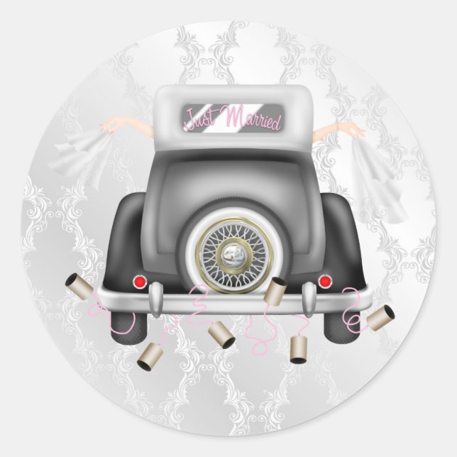 Sticker Mariage damassé Gay Silver avec voiture Ma (Devant)