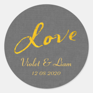 Sticker Mariage d'amour sur lin gris