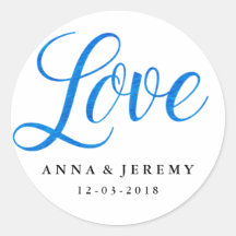Sticker Mariage d'Aquarelle Bleu Amour