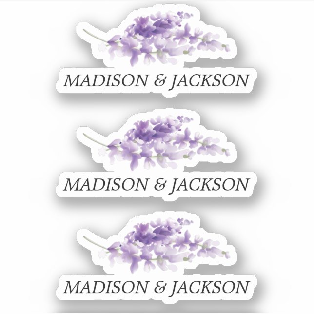 Sticker Mariage d'aquarelle Lavender personnalisé (Devant)