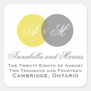 Sticker Mariage de automne de monogramme gris jaun