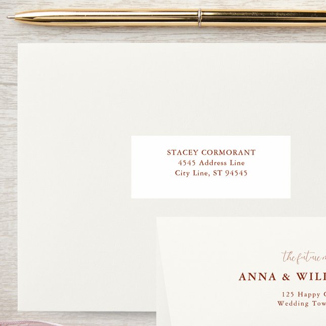 Sticker Mariage de automne en terre cuite invités Étiquett (Terracotta Wedding Guest Address Labels Elegant Classy Traditional Formal Simple)