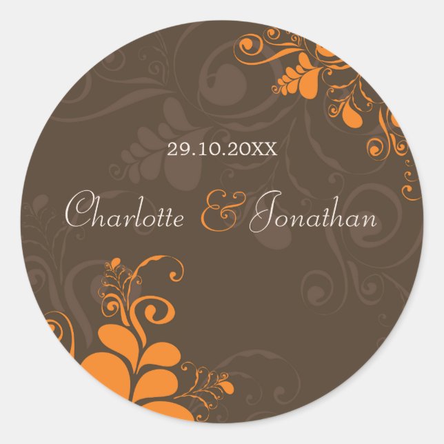 Sticker Mariage de automne Rustic Deco Feuilles (Devant)