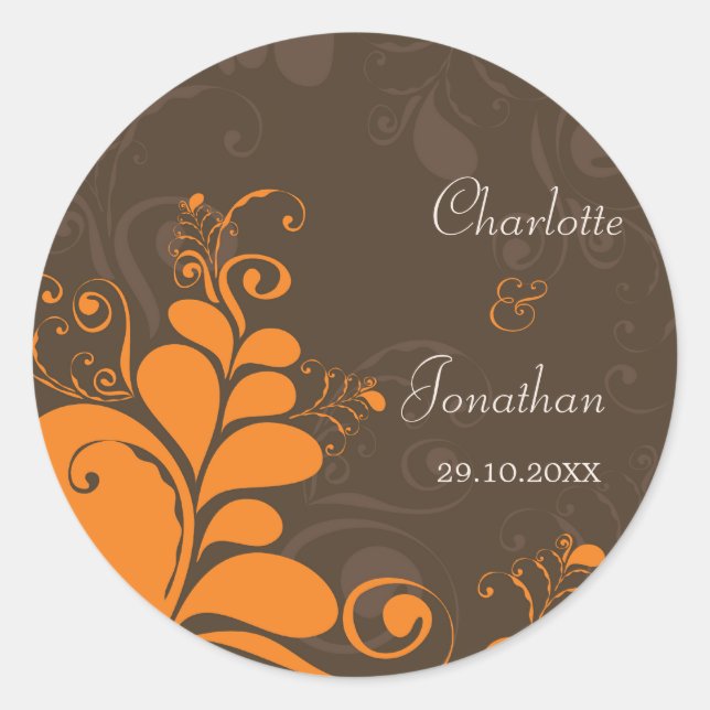 Sticker Mariage de automne Rustic Deco Feuilles (Devant)