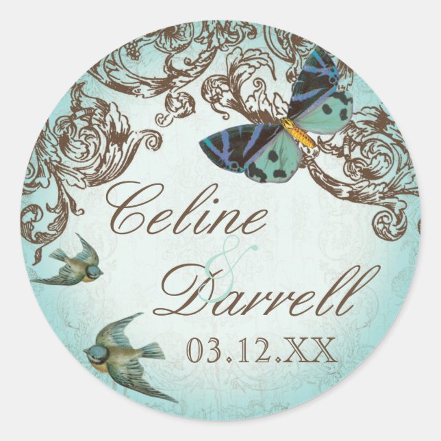 Sticker Mariage de Botanica ou phoque - Aqua Blue (Devant)