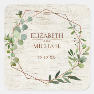 Sticker Mariage de bouleau Eucalyptus géométrique 