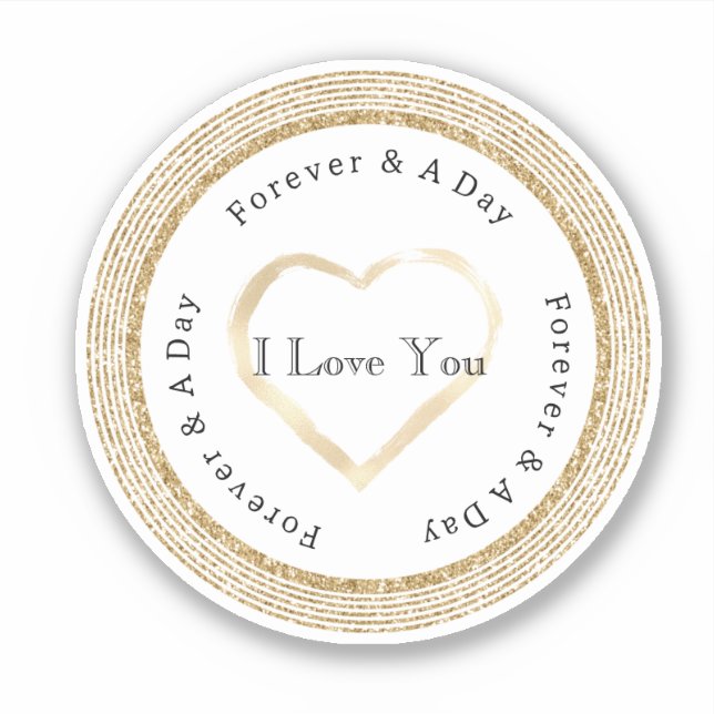 Sticker Mariage de coeur Gold Forever Love (Devant)