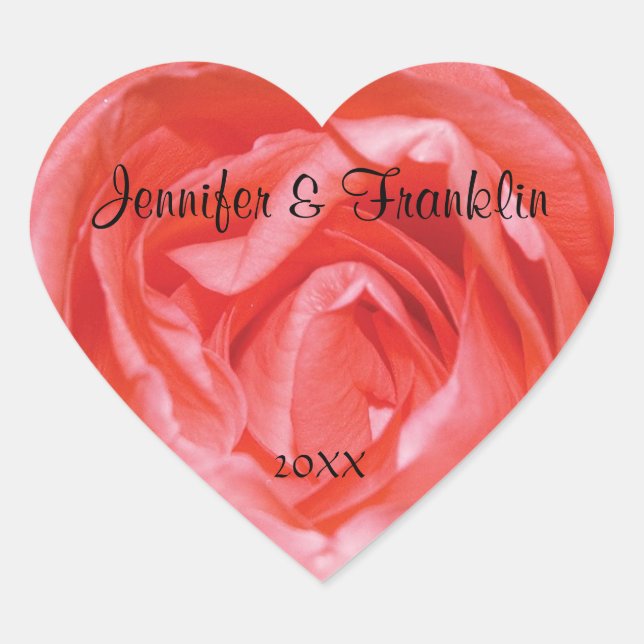 Sticker Mariage de coeur personnalisé rose rose (Devant)