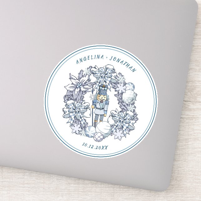 Sticker Mariage de couronne de Noël personnalisable (Détail)