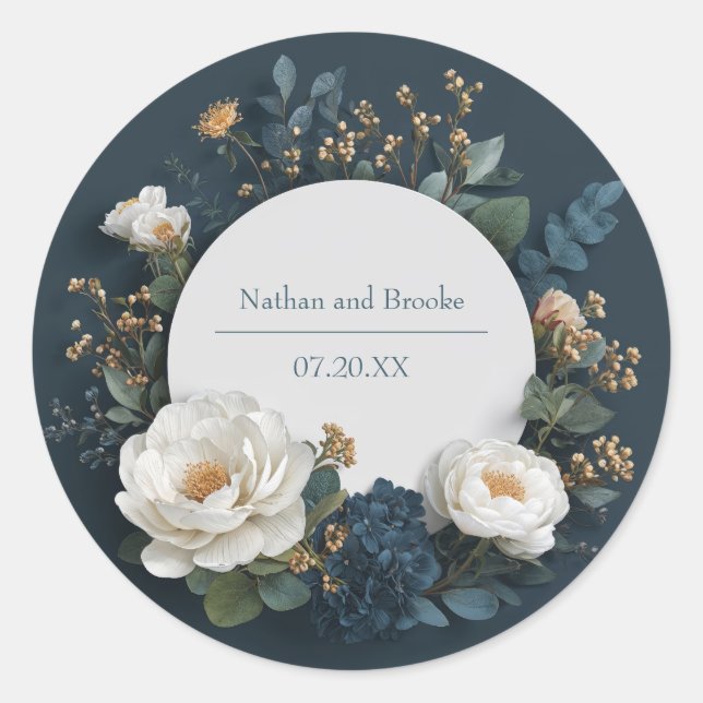 Sticker Mariage de fleurs bleu rustique (Devant)