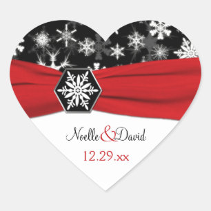 Sticker Mariage de flocons de neige noirs, blancs 
